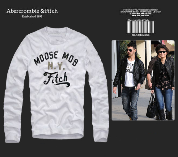 Abercrombie Fitch Hombres De Cuello Redondo Con Gente Fotos Largo Remera AF6005